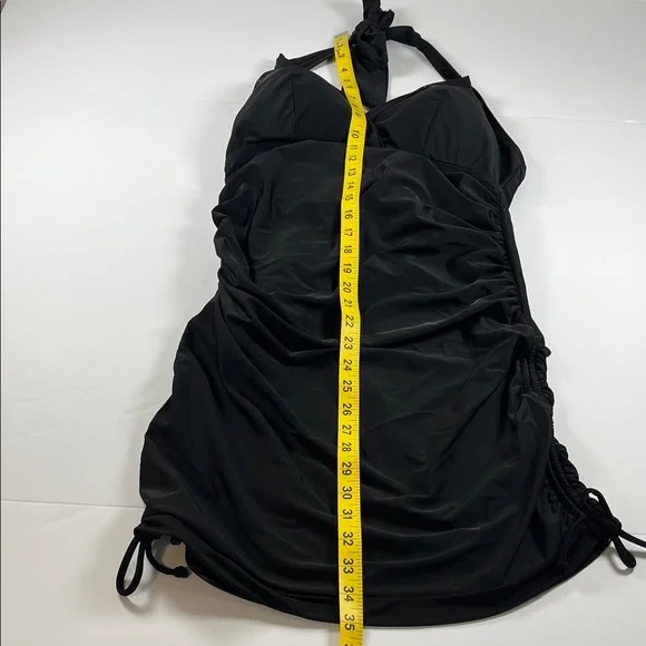 Always for Me Chic Solids Black Halter Swimsuit Sz 16W - Picture 3 of 11